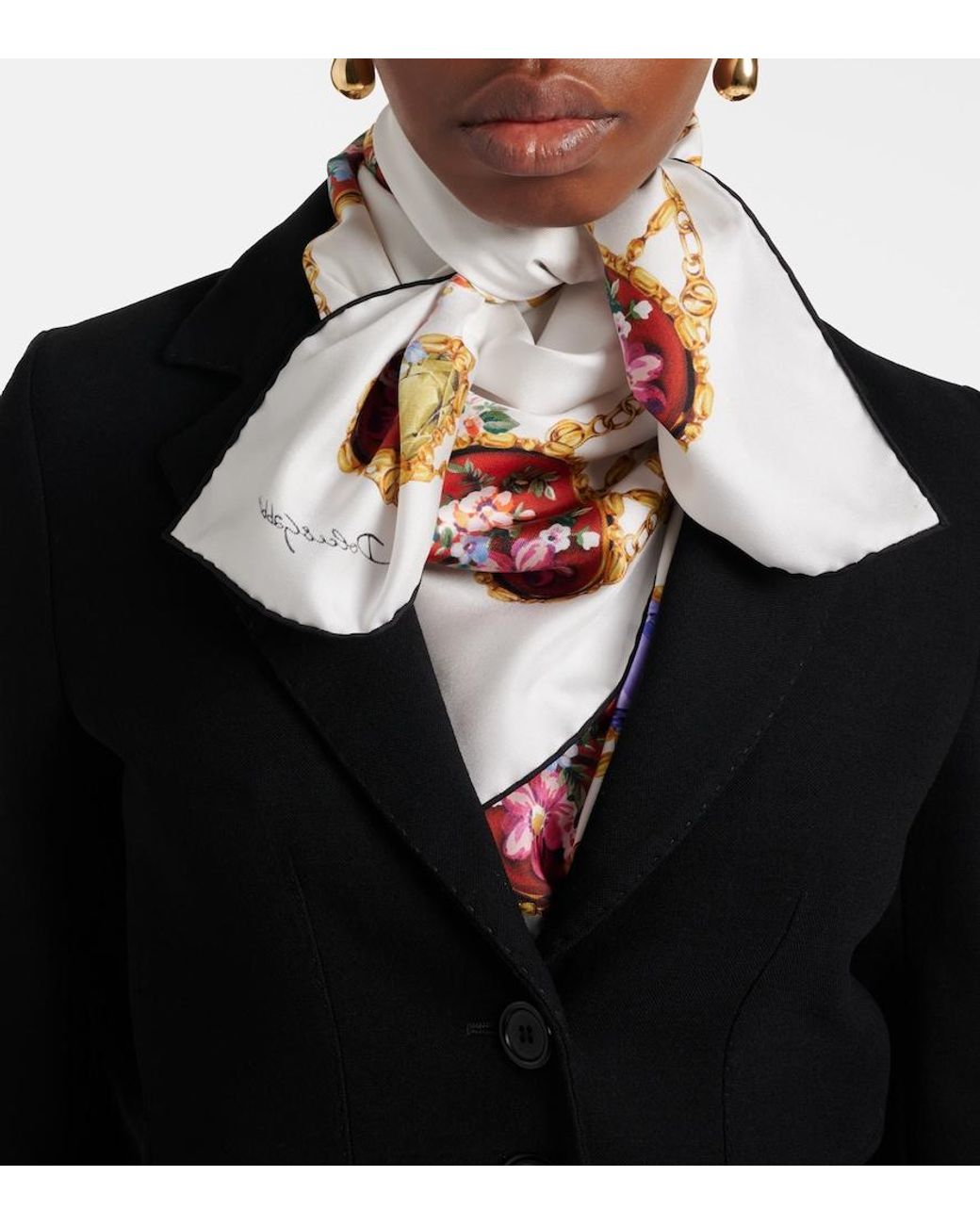 Dolce & Gabbana White Dg Silk Scarf