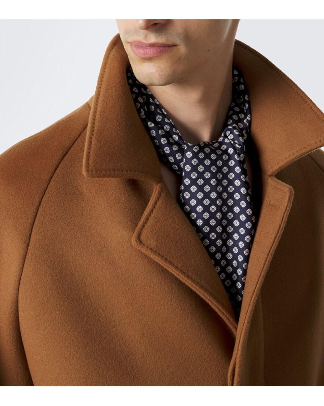 Saint Laurent Brown Belted Wool Overcoat for men