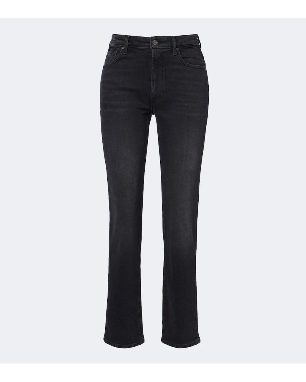 7 For All Mankind Blue Faded Straight Jeans