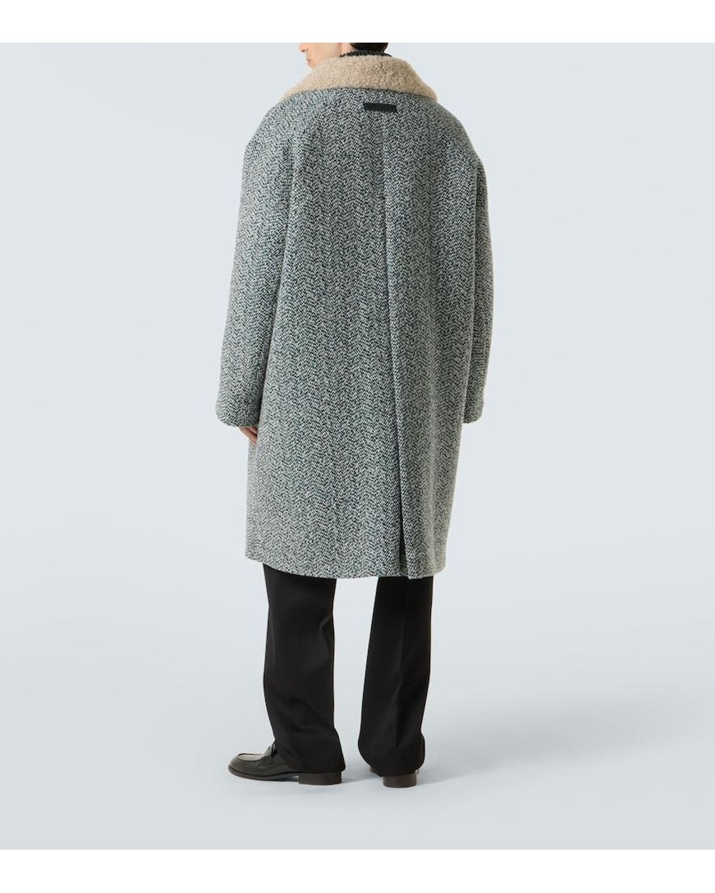 Zegna Gray Herringbone Wool And Cashmere Coat for men