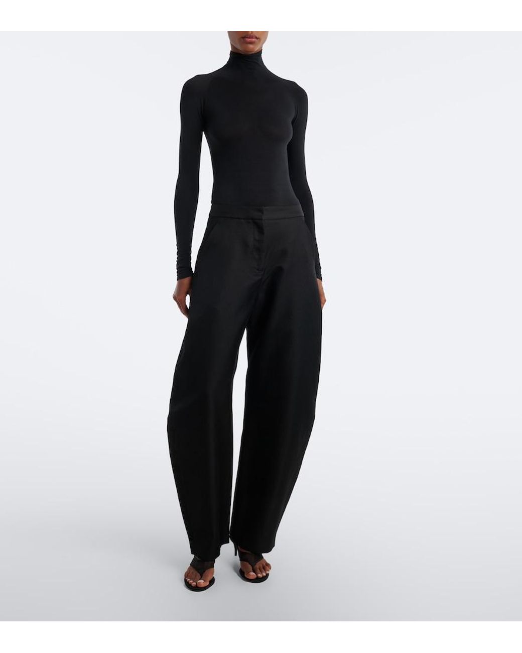 Alaïa Black Mesh Thong Sandals