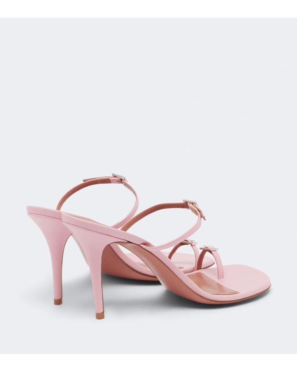 AMINA MUADDI Pink Adut Embellished Leather Sandals