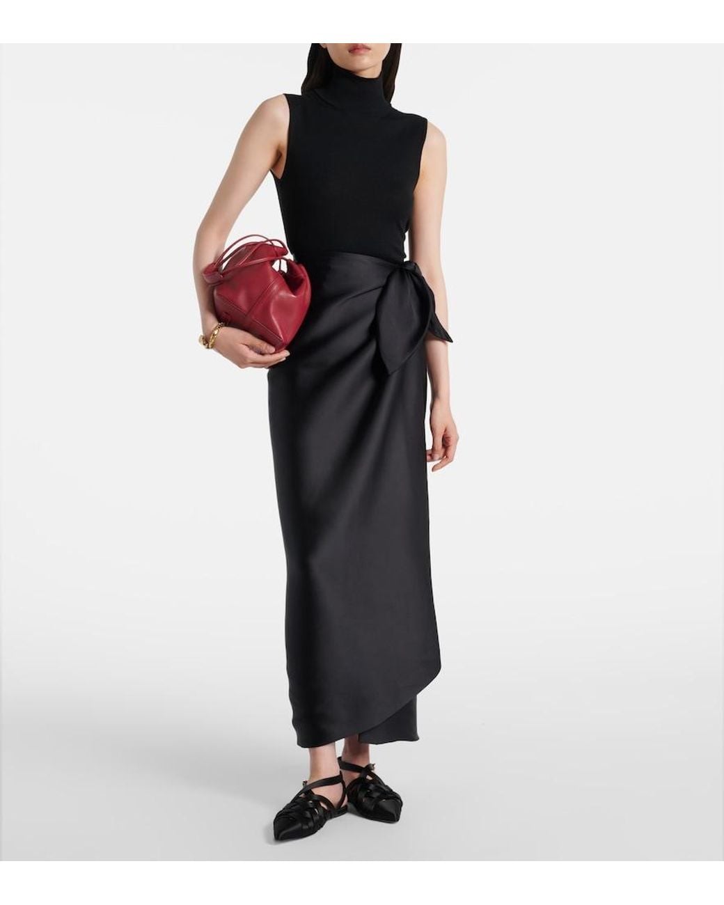 Loro Piana Black Silene Satin Sandals