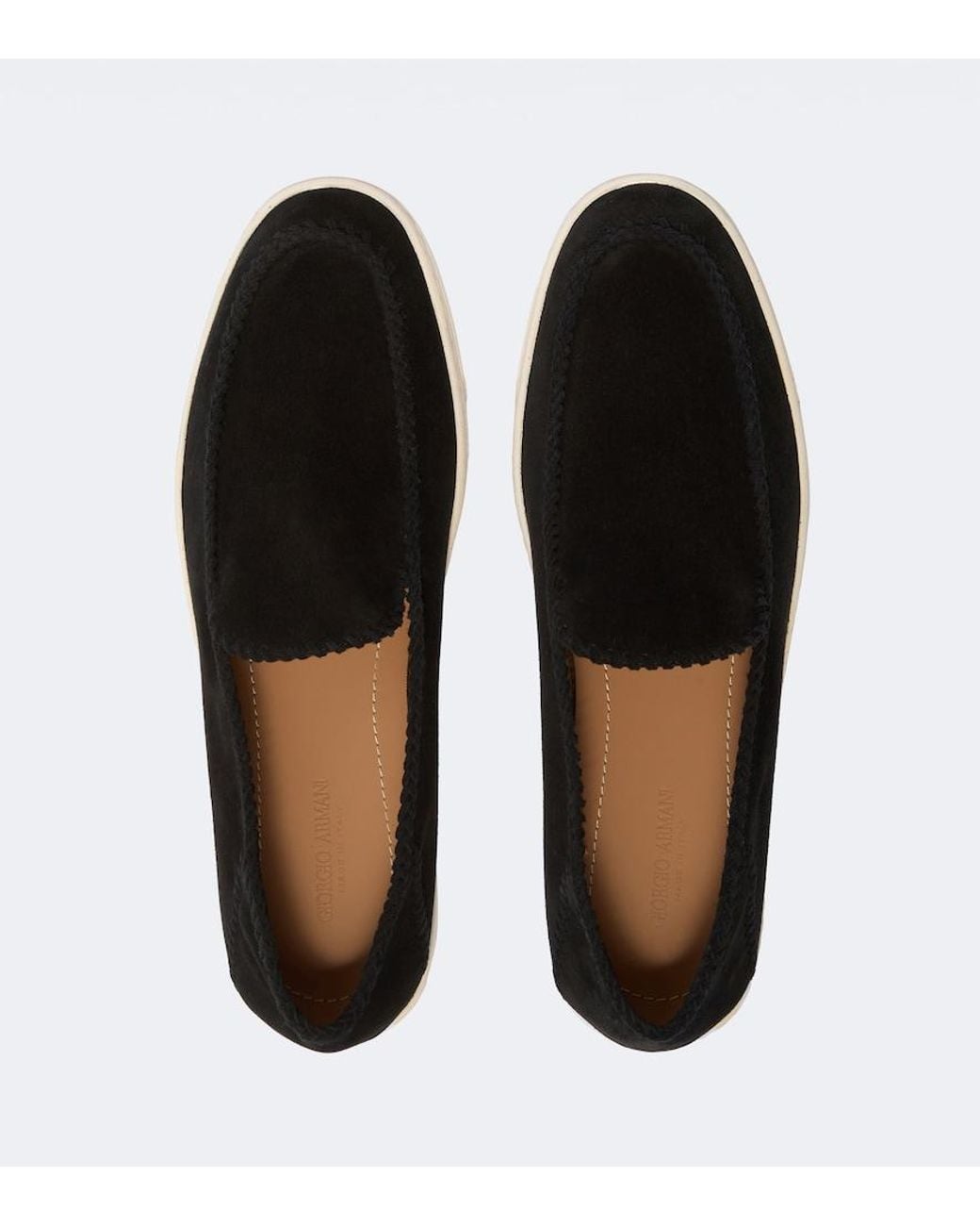 Giorgio Armani Black Galleria 3 Suede Slip-On Shoes for men