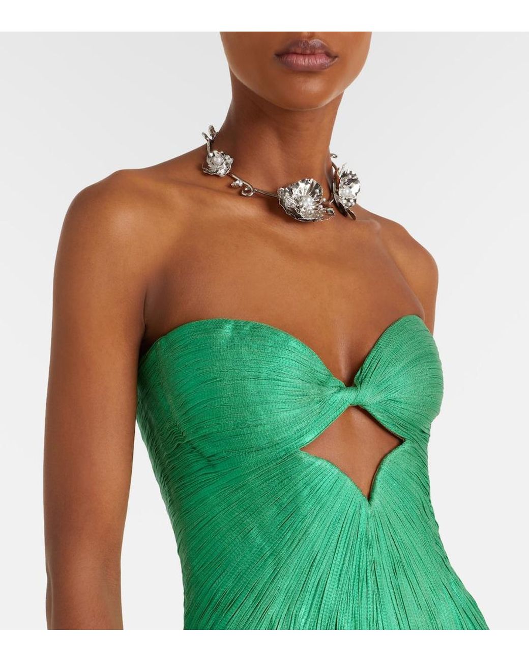 Maria Lucia Hohan Green Stephanie Silk Tulle Corset Gown