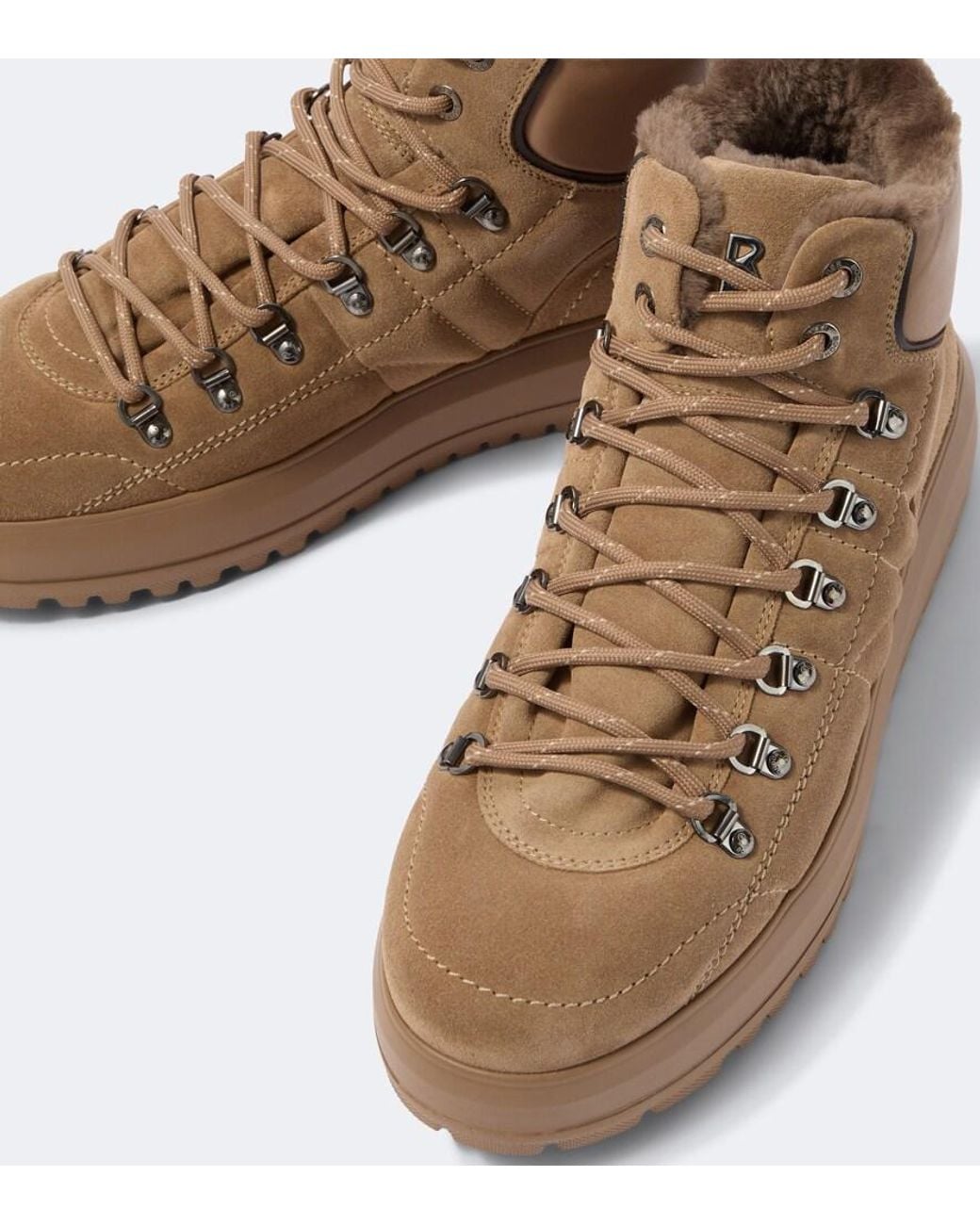 Bogner Brown Antwerp Shearling-Lined Suede Lace-Up Boots for men