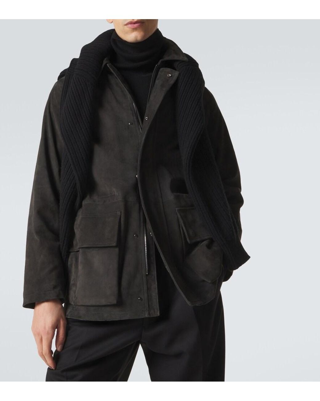 Saman Amel Jacke City Aus Veloursleder in Black für Herren