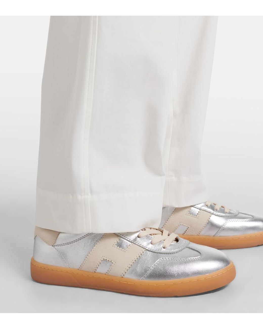 Hogan White Cool Metallic Leather Sneakers