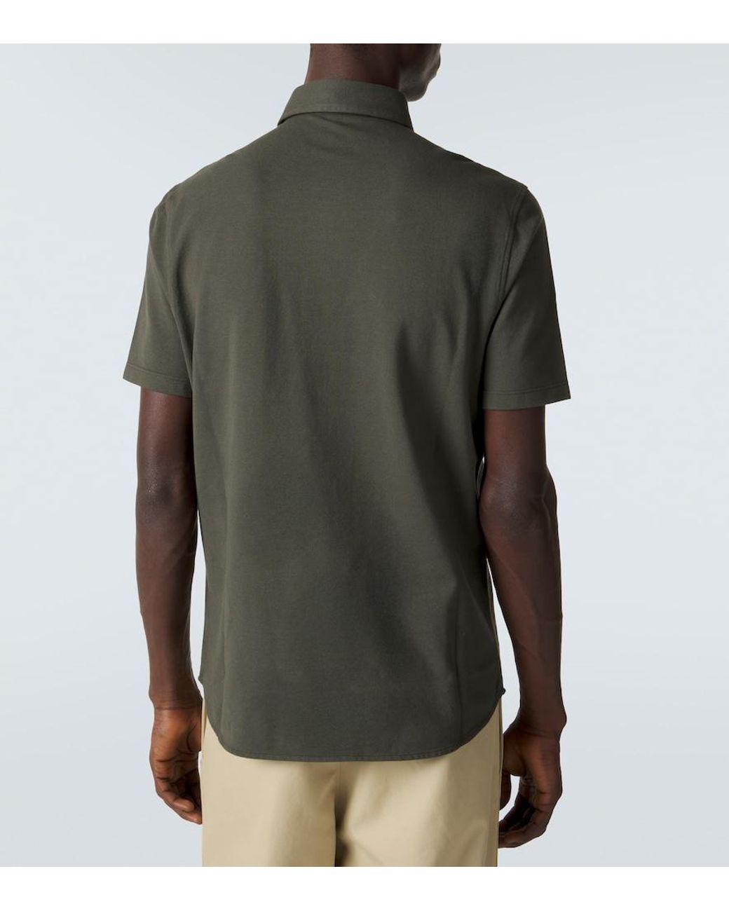 Loro Piana Green Brenna Cotton Pique Polo Shirt for men