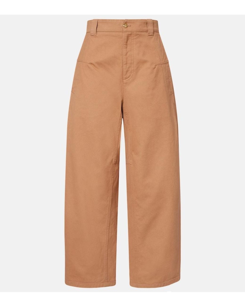 Chloé Brown Cropped Barrel-Leg Pants