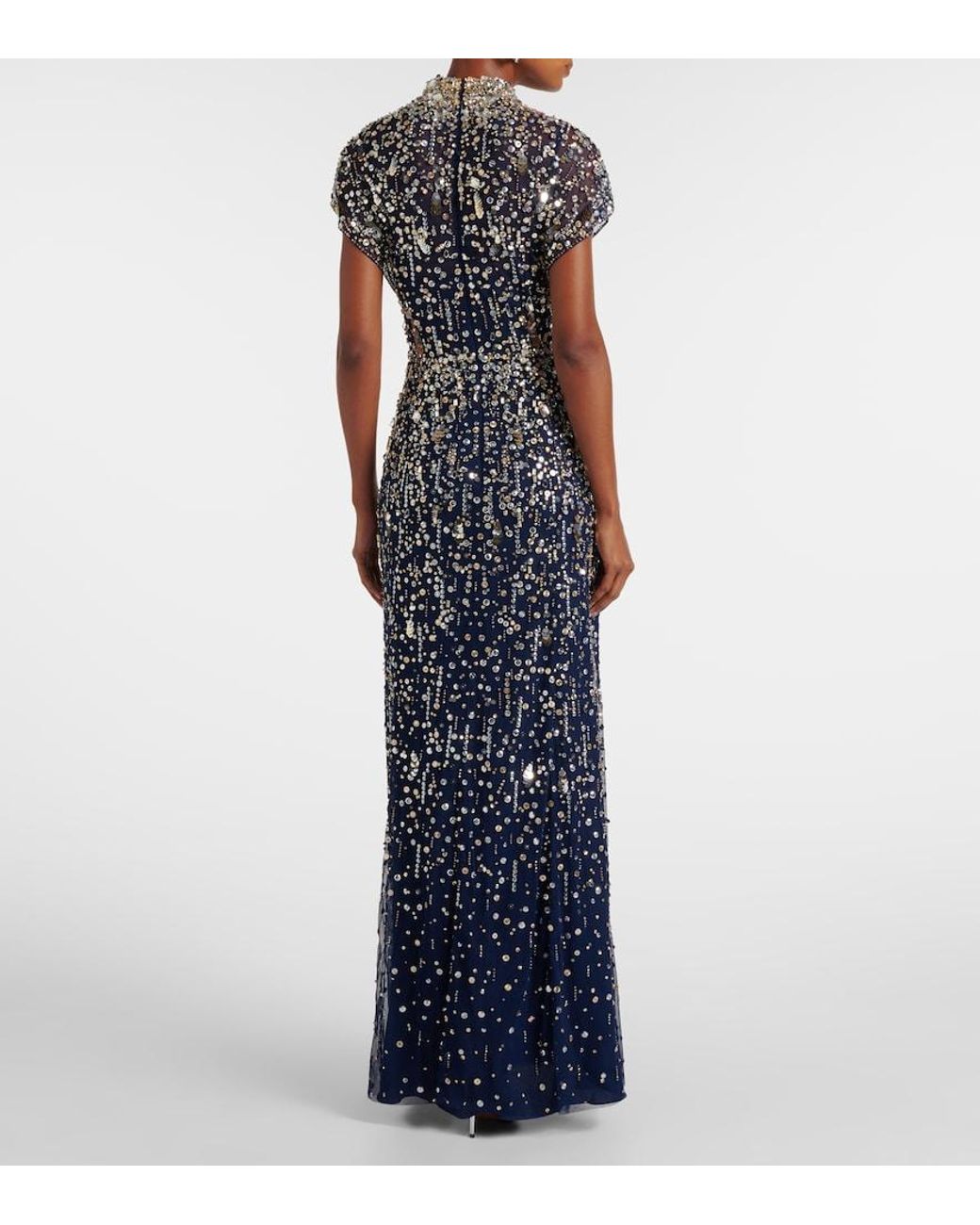 Jenny Packham Blue Sylvie Embellished Gown