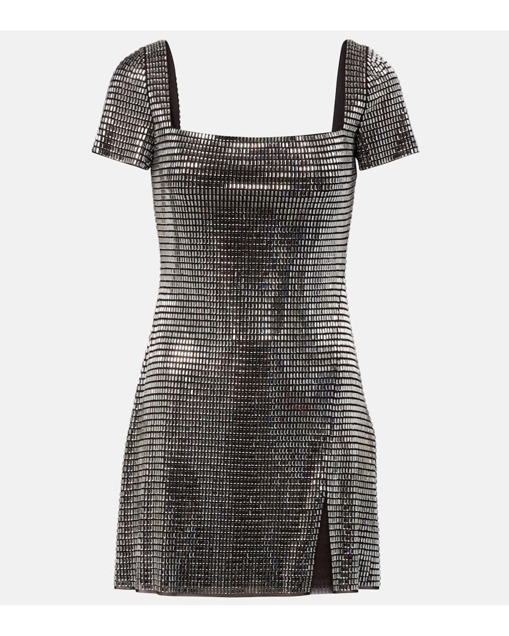 Self-Portrait Black Rhinestone-Embellished Minidress