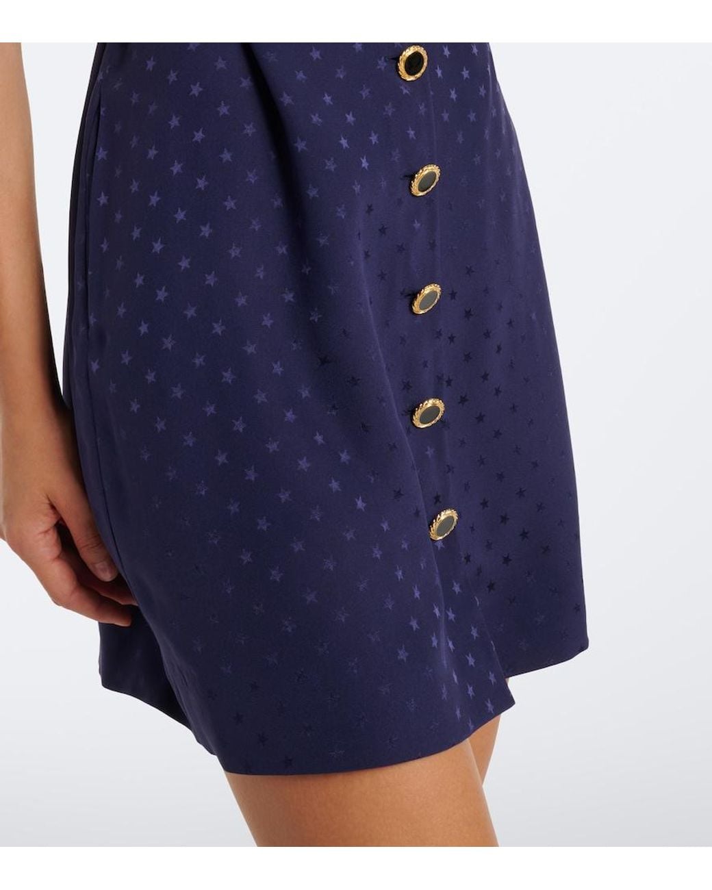 Alessandra Rich Blue Belted Silk Jacquard Minidress