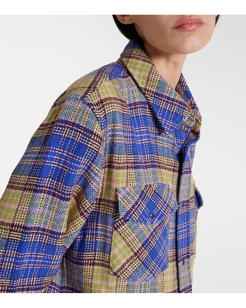 God's True Cashmere Blue Tartan Cashmere Shirt
