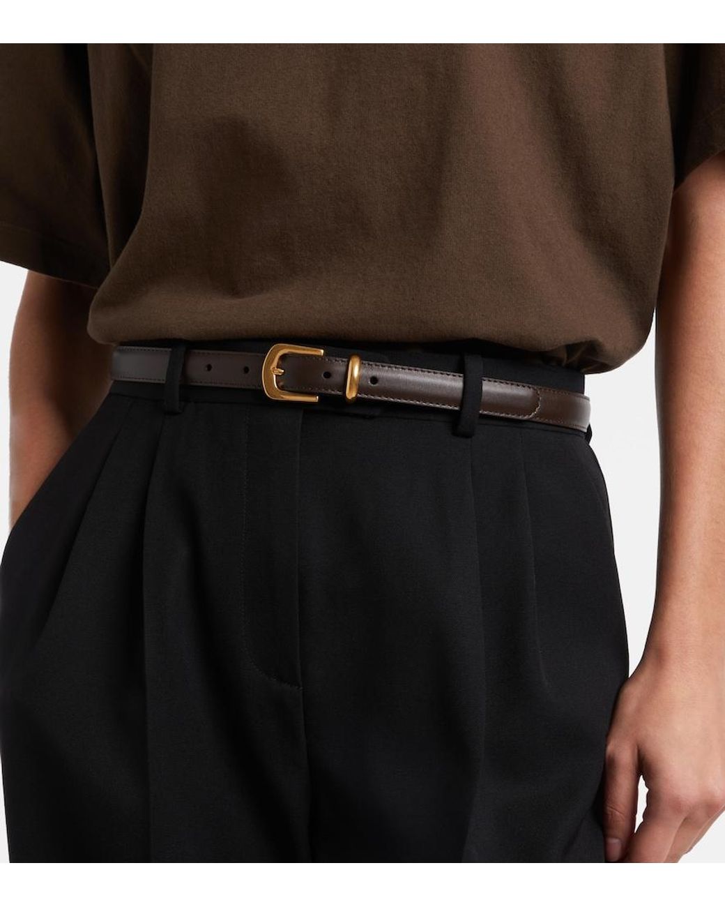 The Row Black Guertel Ring Aus Leder