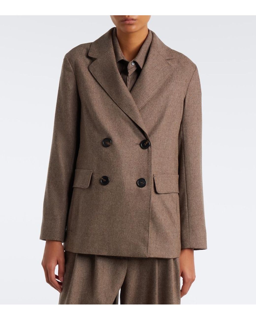 Max Mara Brown Double-Breasted Wool Blazer