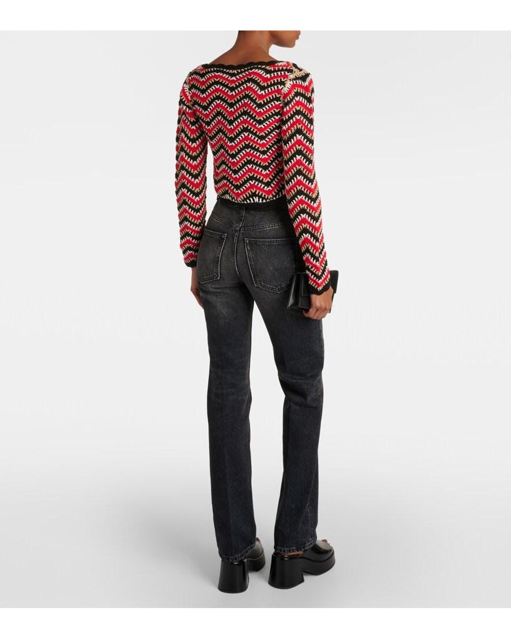 Ganni Red Crochet Cotton Cardigan