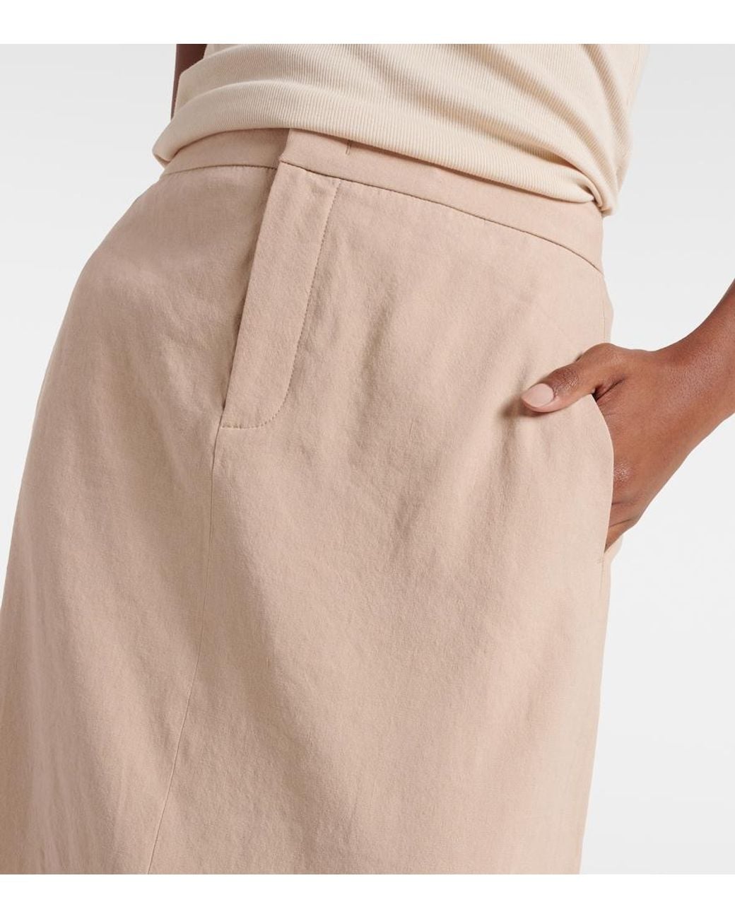Vince Natural Linen-Blend Maxi Skirt