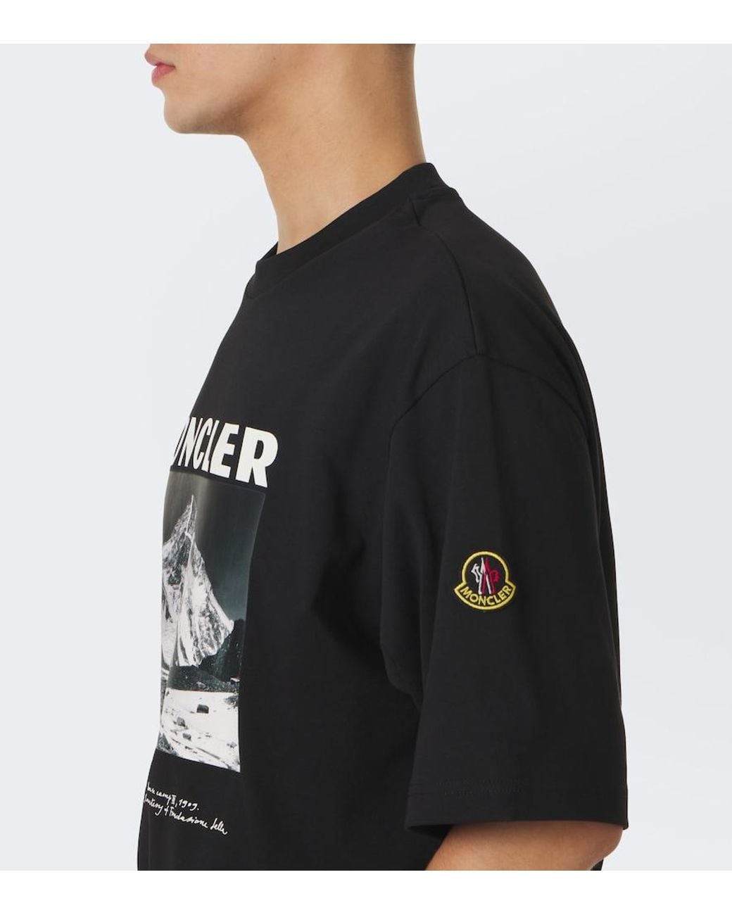 Moncler Black Printed Cotton Jersey T-Shirt for men