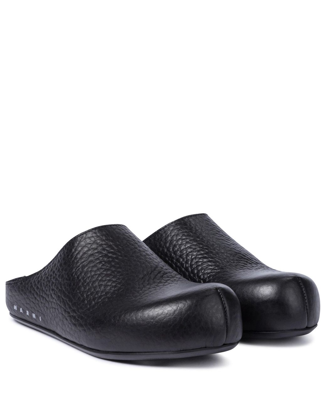 Marni Sabot Leather Slippers in Black - Lyst
