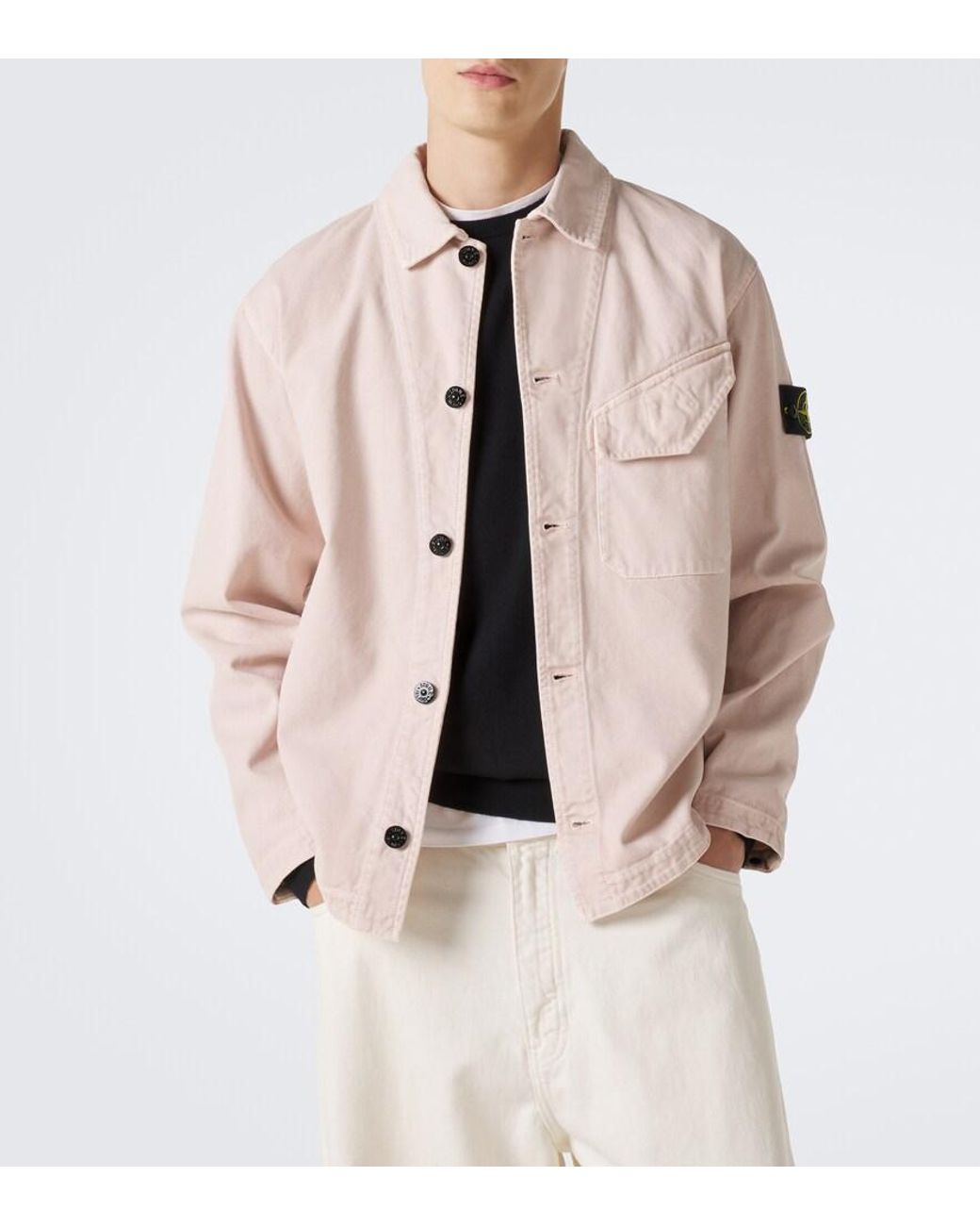 Stone Island Pink Compass Cotton Overshirt for men