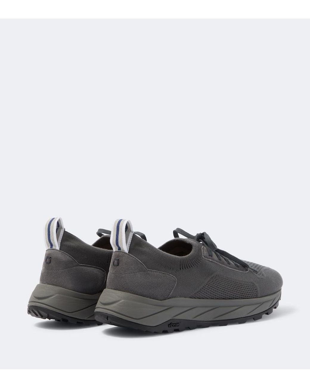 Fedeli Black Knitted Suede-Trimmed Sneakers for men