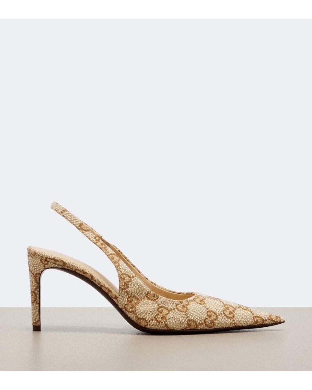 Gucci Natural Donna Gg Embellished Slingback Pumps