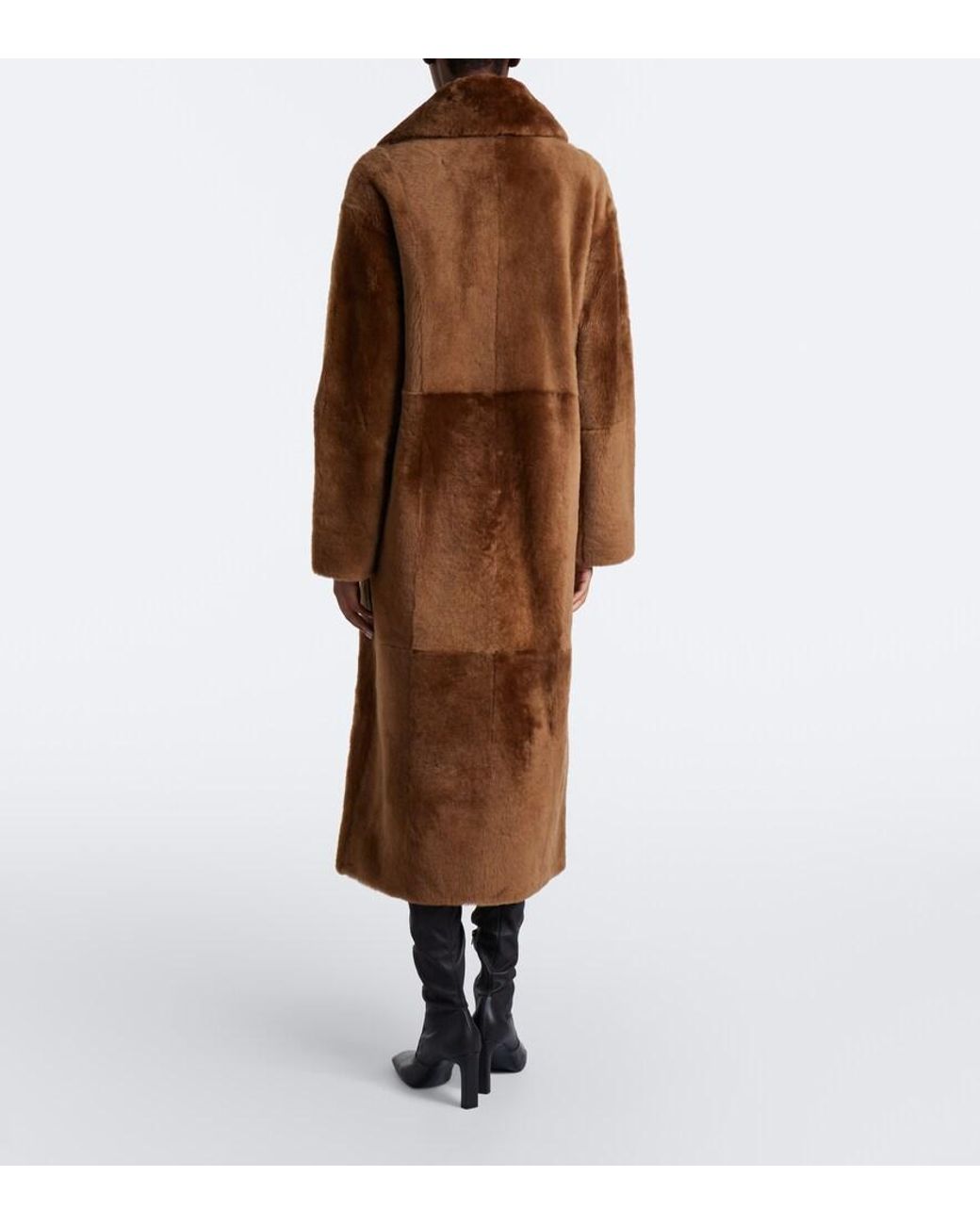 Yves Salomon Brown Reversible Shearling And Leather Coat