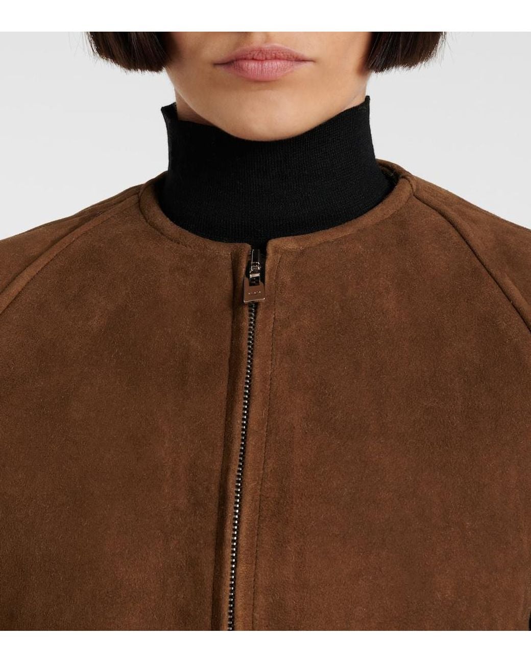 Alaïa Brown Shearling-Trimmed Suede Jacket