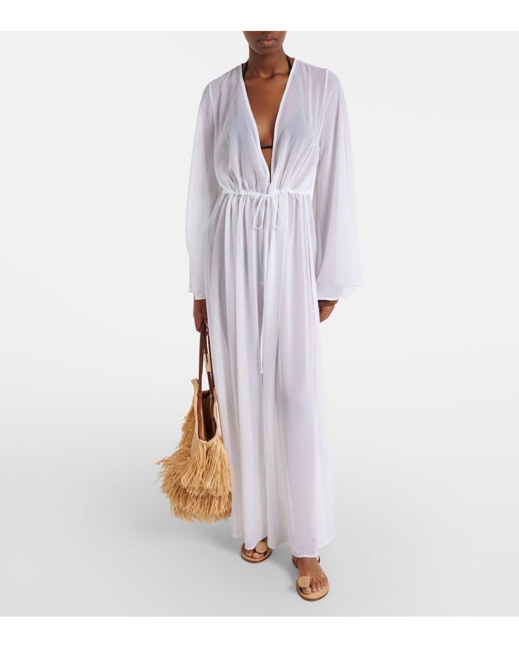 Alexandra Miro White Betty Sheer Kaftan