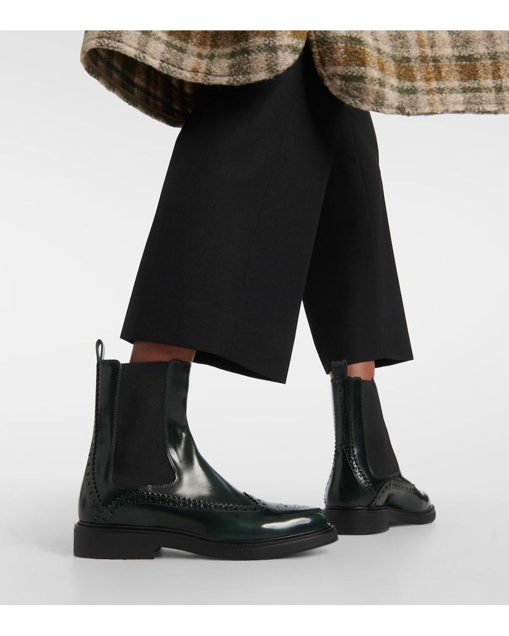 Tod's Green Leather Chelsea Boots