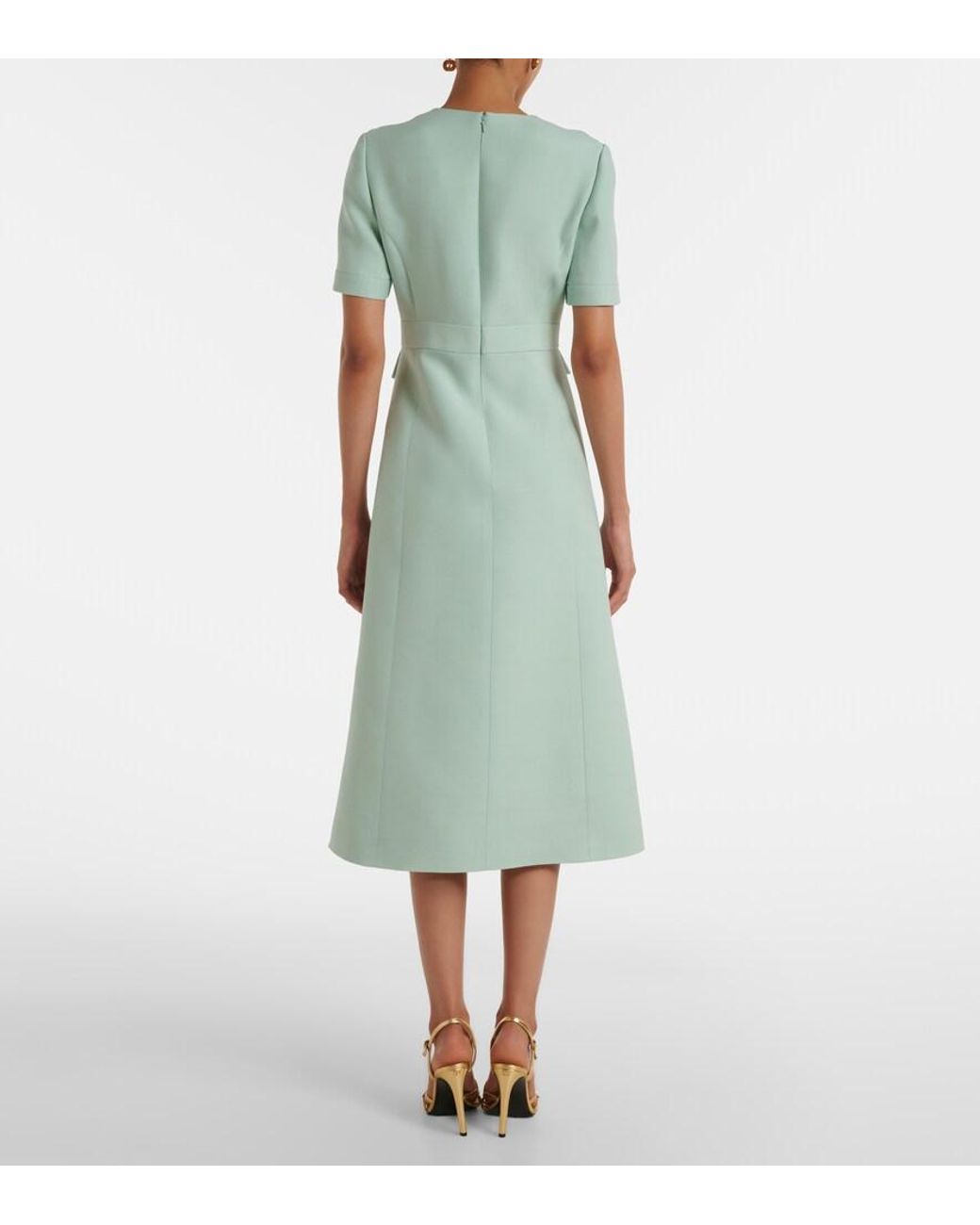 Valentino Garavani Green Crepe Couture Vgold Midi Dress