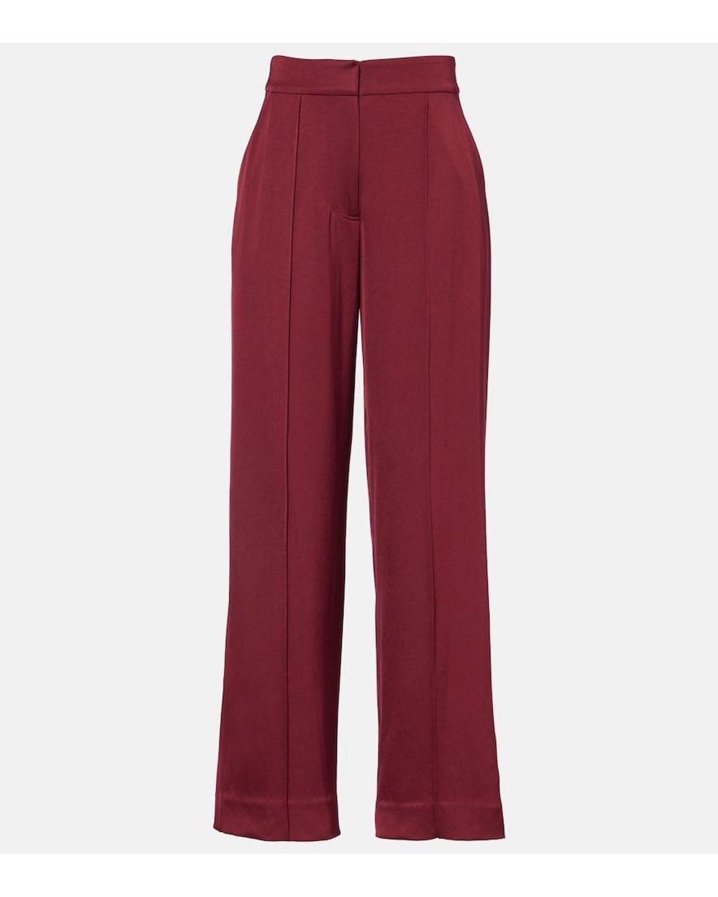 Jonathan Simkhai Red Kyra Satin Wide-Leg Pants