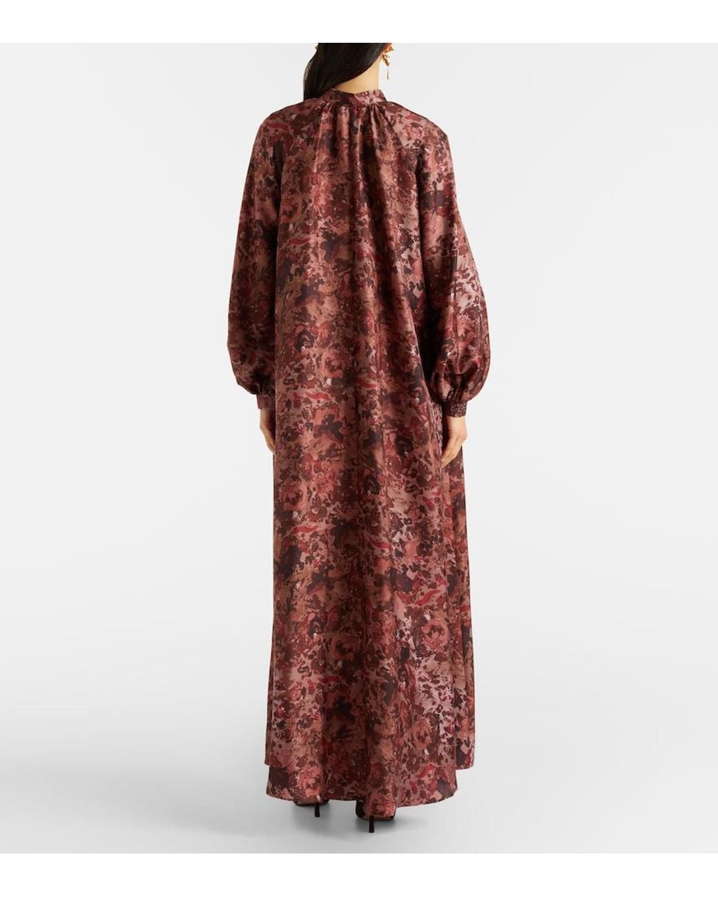 Max Mara Red Alpe Embellished Silk Maxi Dress