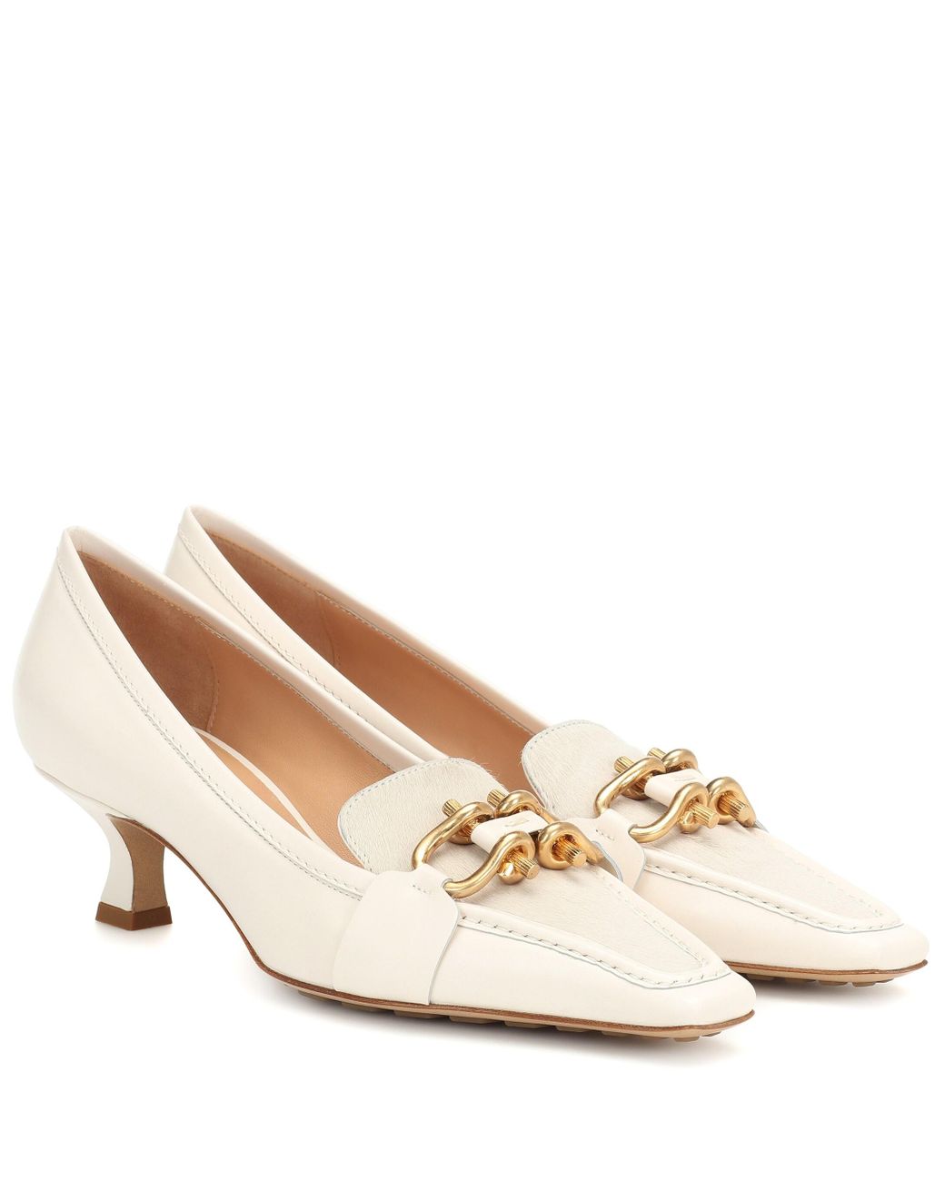 Bottega Veneta Bv Madame Leather Pumps in White - Lyst