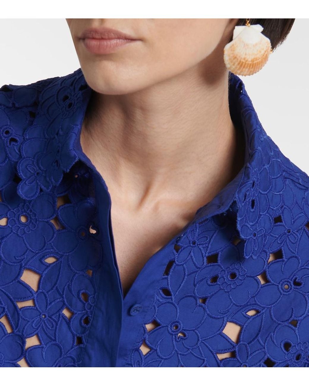 Rebecca Vallance Blue Zaffre Broderie Anglaise Cotton Shirt