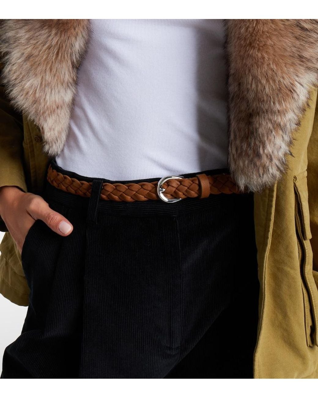 DEHANCHE Brown Priscilla Braided Leather Belt