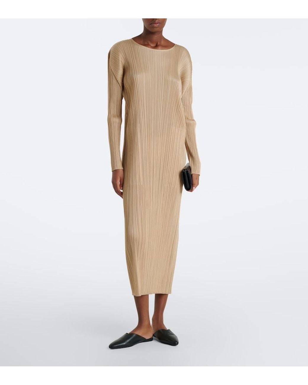 Pleats Please Issey Miyake Natural Monthly Colors: October Pleated Midi Dress
