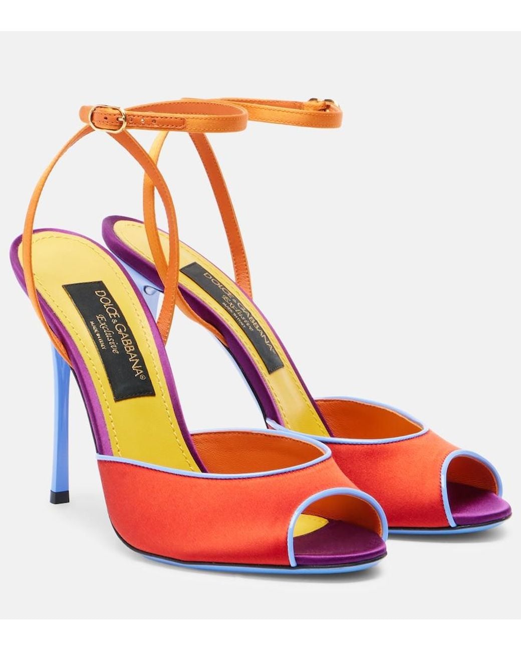 Dolce & Gabbana Red Keira Satin Slingback Sandals
