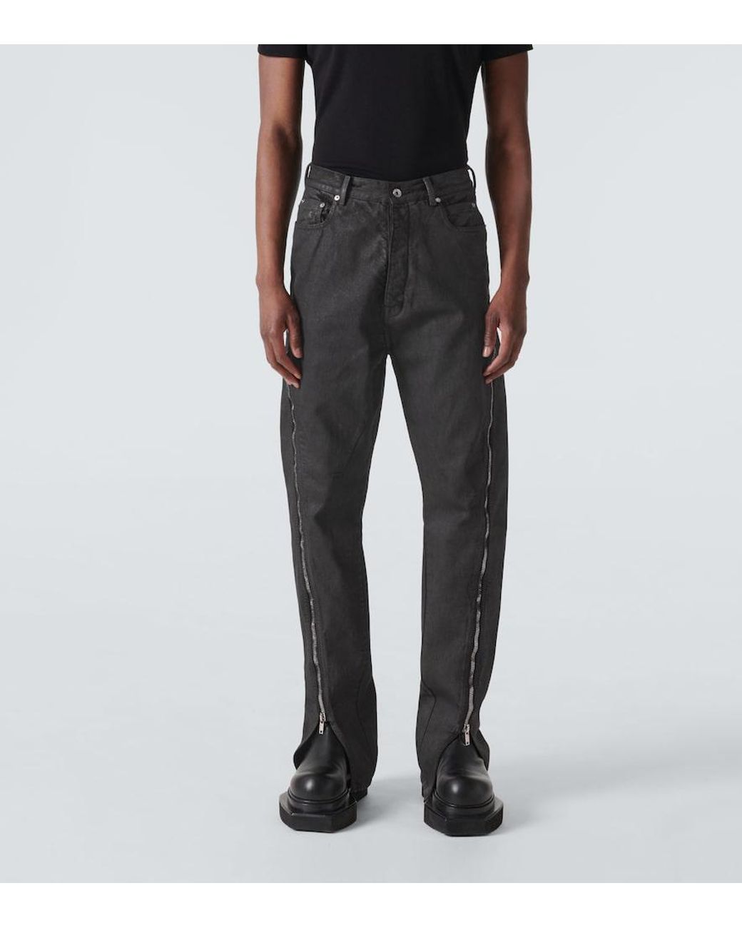 Rick Owens Gray Bolan Banana High-Rise Bootcut Jeans for men