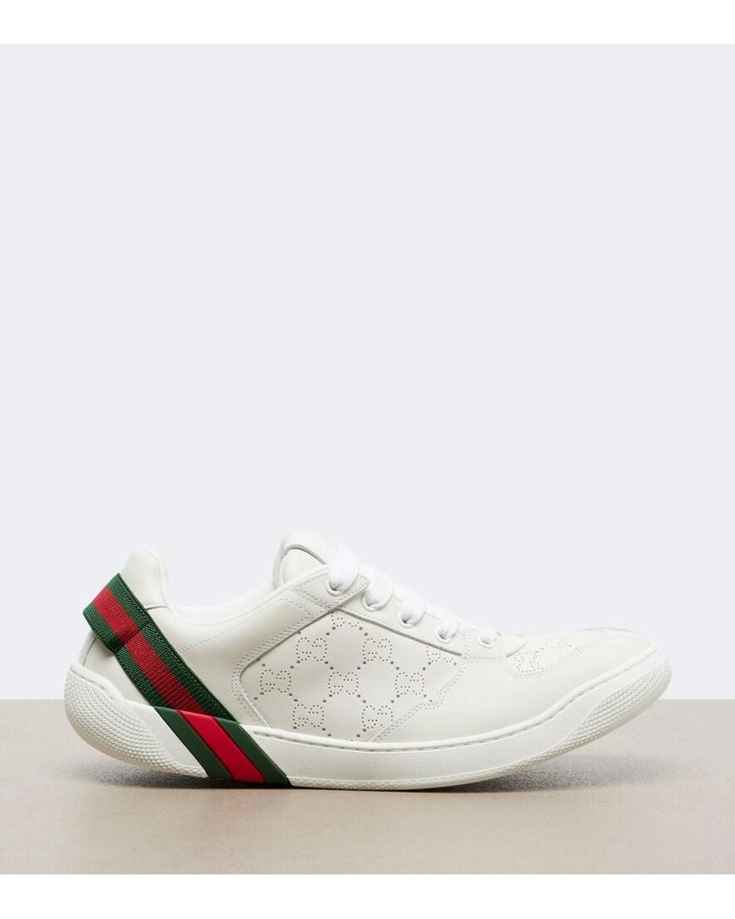 Gucci White Screener Gg Leather Sneakers
