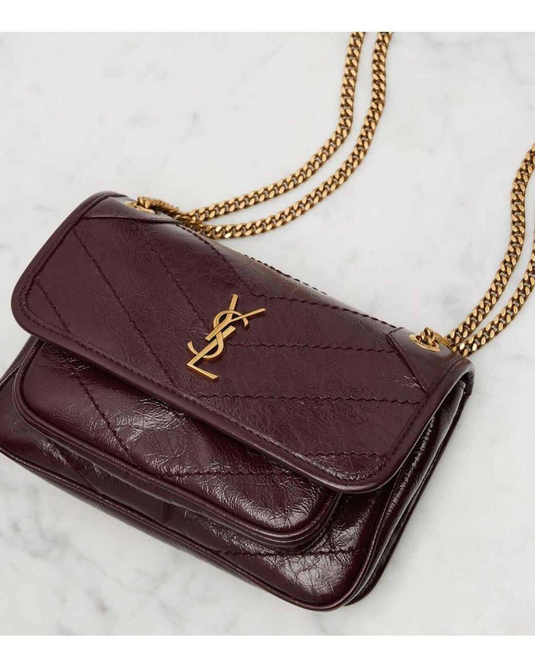 Saint Laurent Red Niki Cassandre Mini Leather Shoulder Bag