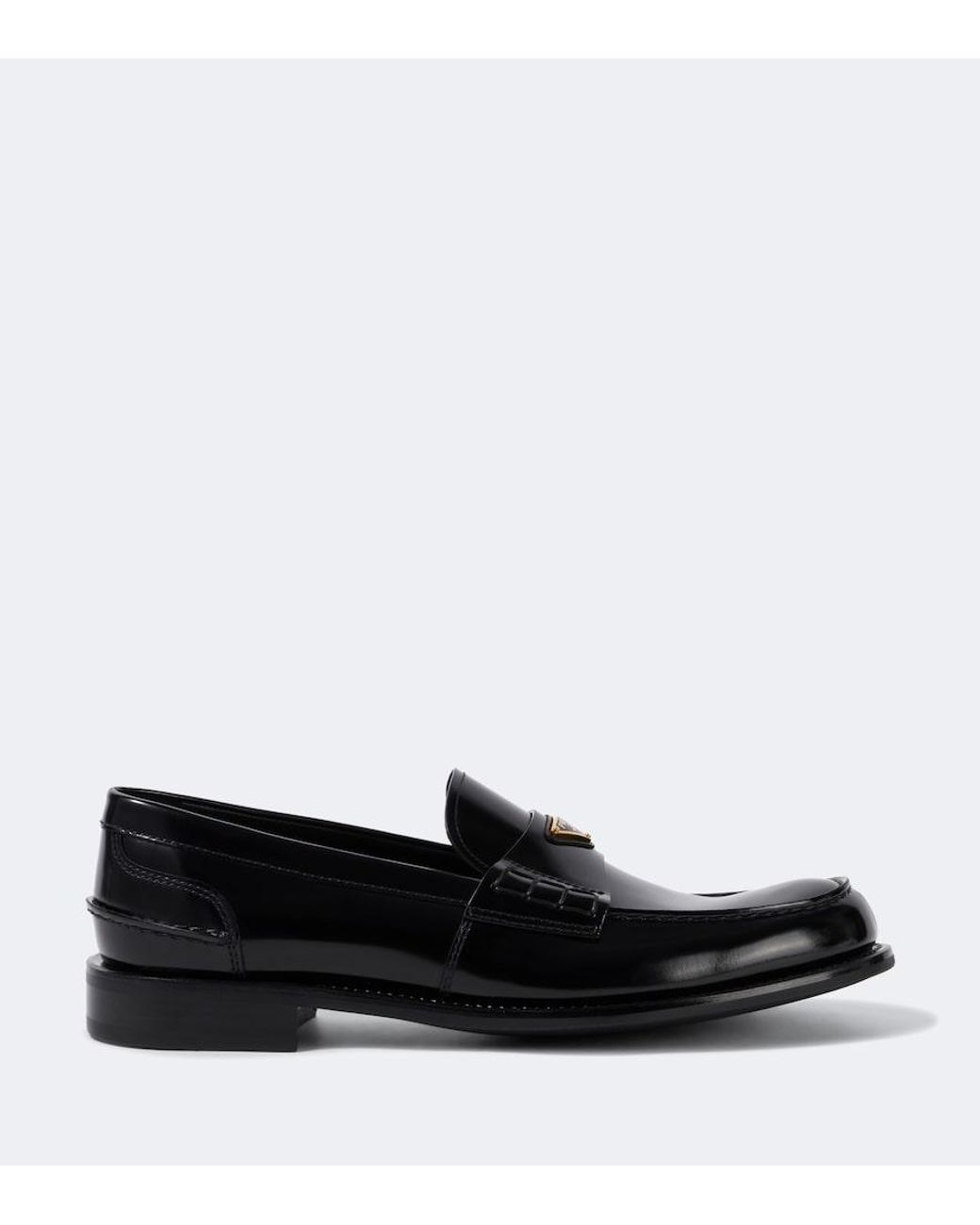Prada Black Logo Leather Loafers for men