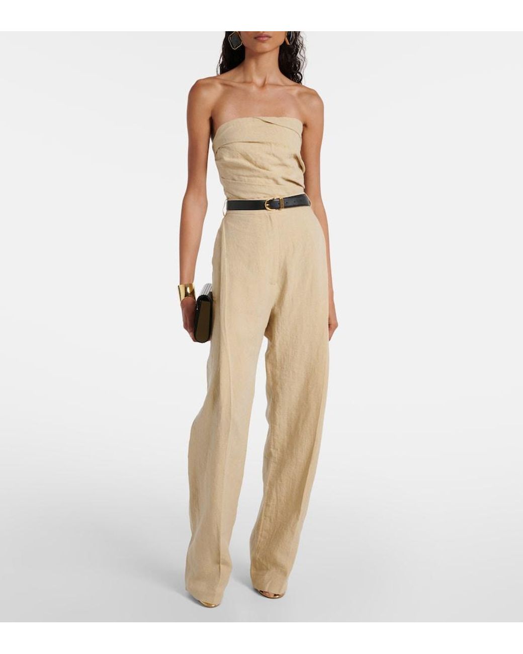 TOVE Natural Izel Strapless Linen Top