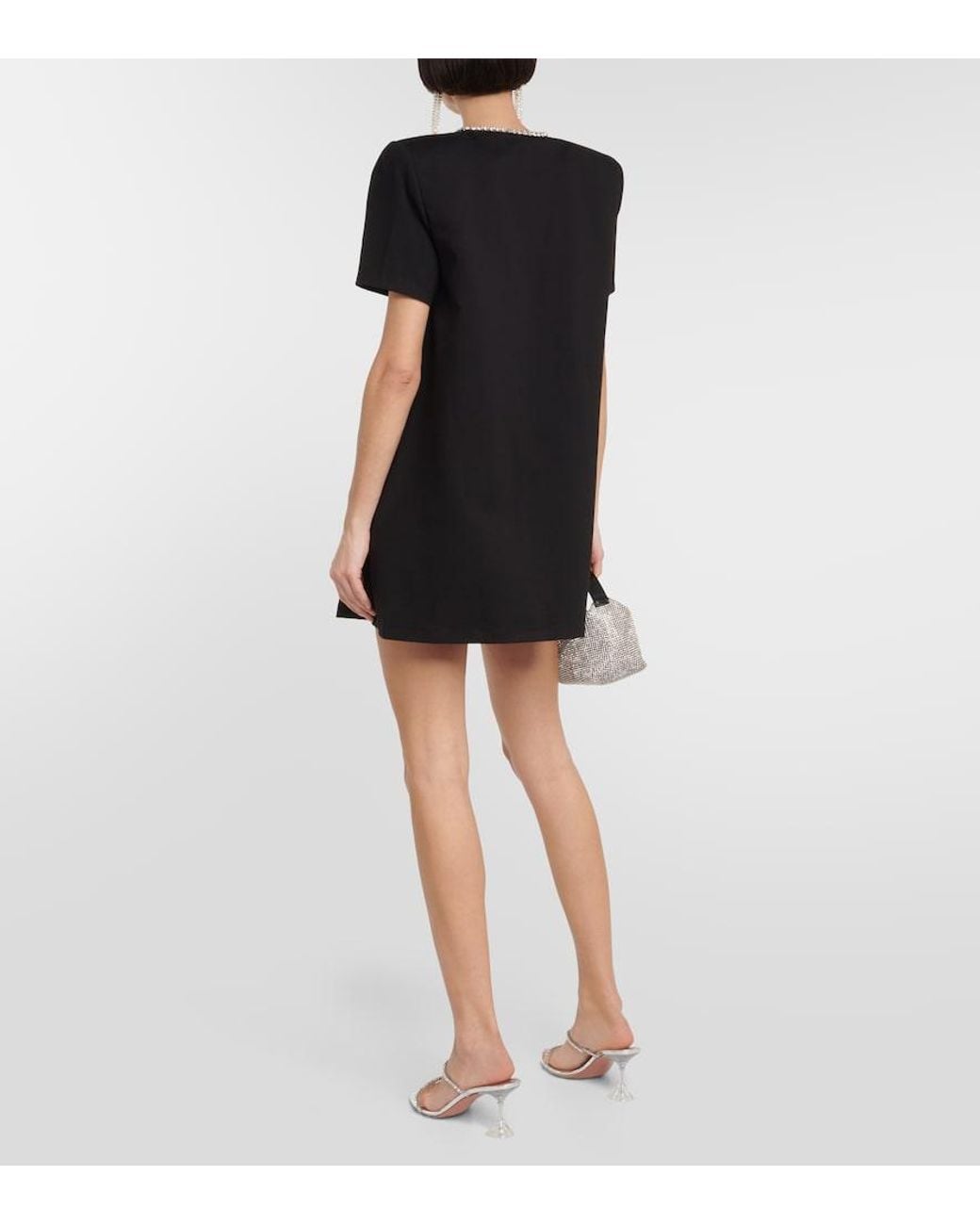 Area Black Crystal Bow Jersey T-Shirt Dress