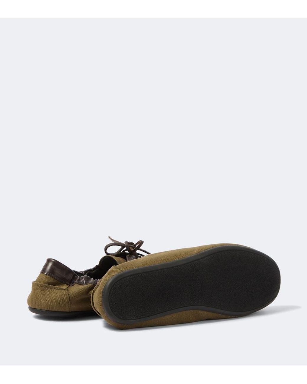 Prada Brown Shuffle Leather-Trimmed Canvas Boat Shoes for men