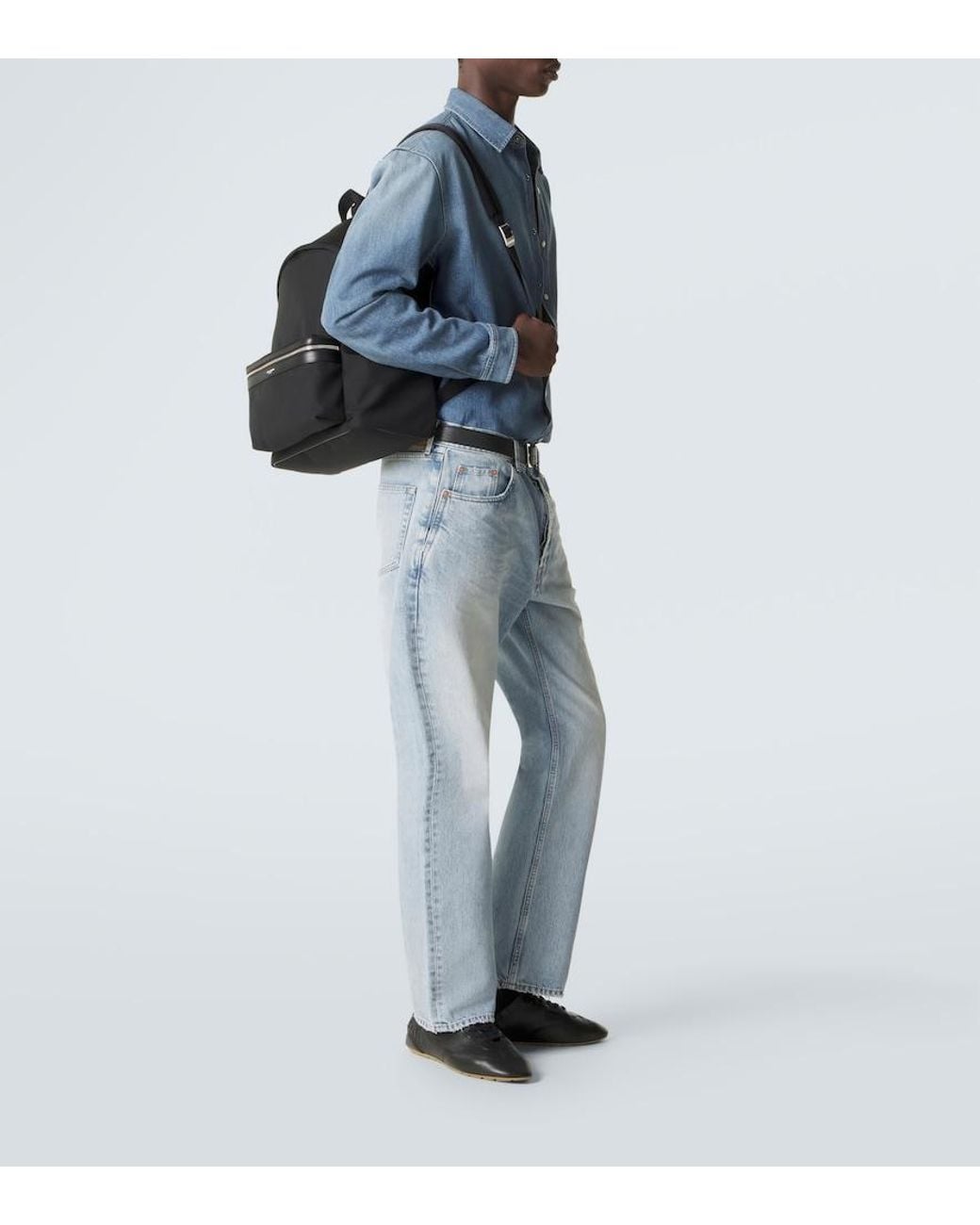 Saint Laurent Black City Leather-Trimmed Canvas Backpack for men