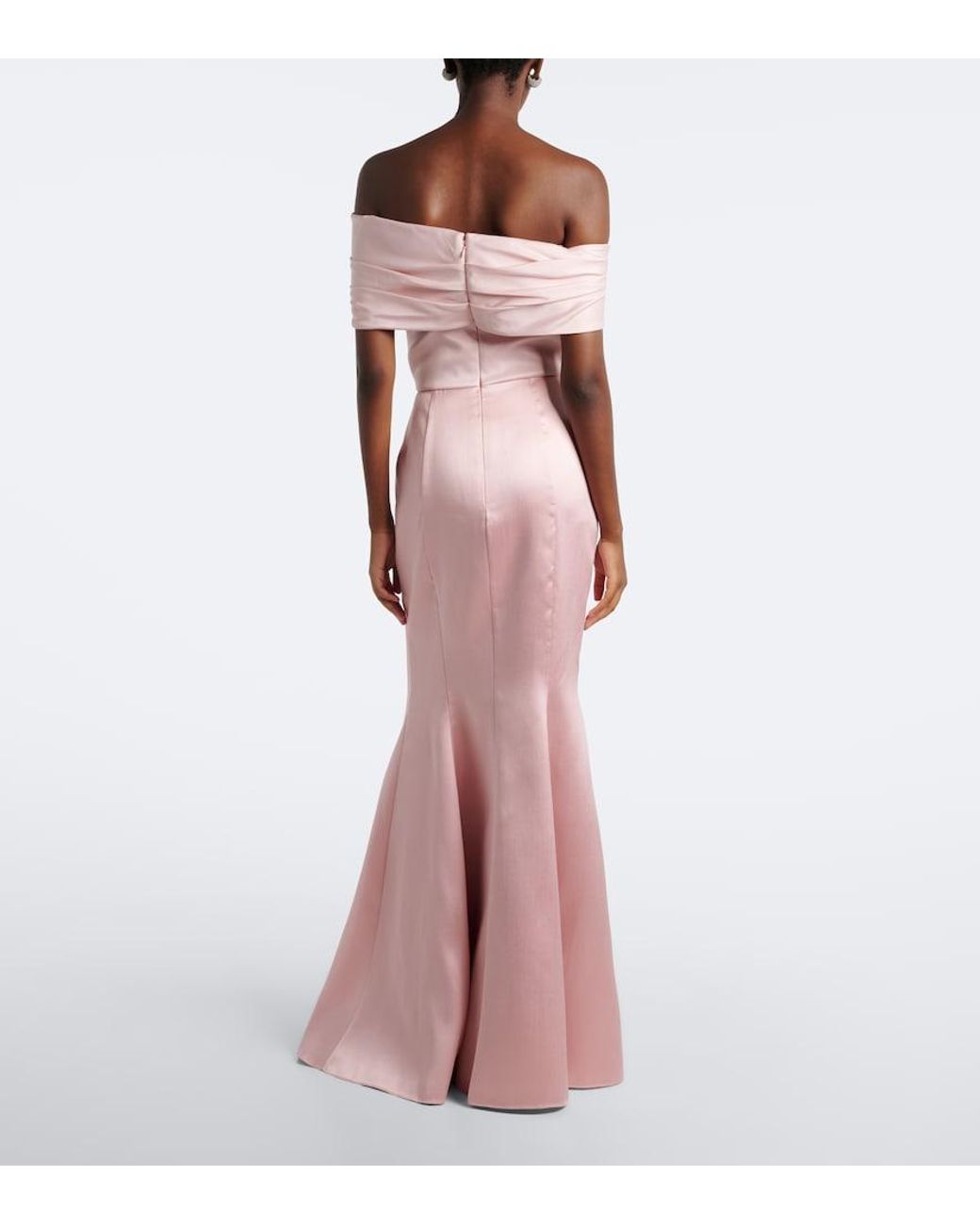 Solace London Pink Alta Off-Shoulder Bustier Gown