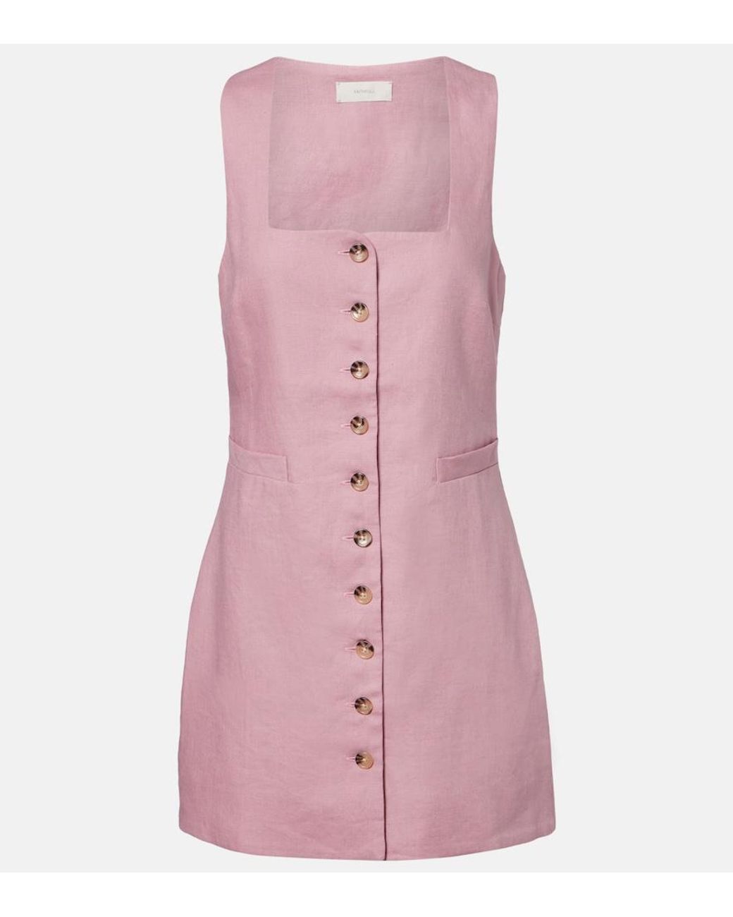 Faithfull The Brand Pink Jaques Linen Minidress