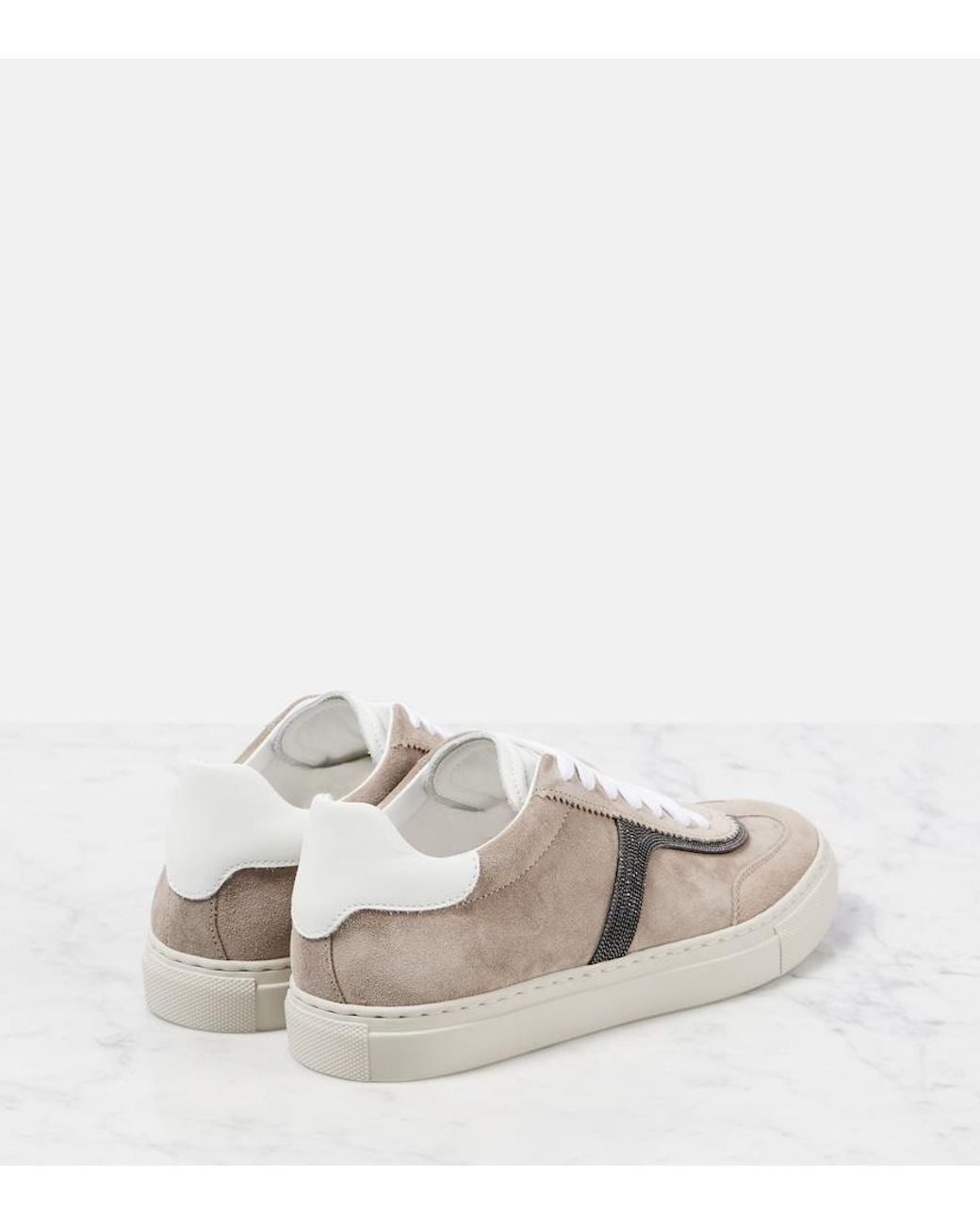 Brunello Cucinelli Natural Suede Sneakers